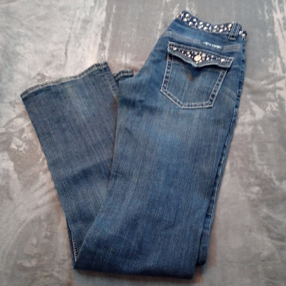 Cowgirl Tuff Women's Jeans Midnight Rocks Size 28 Embellished‎ Studded  Blind